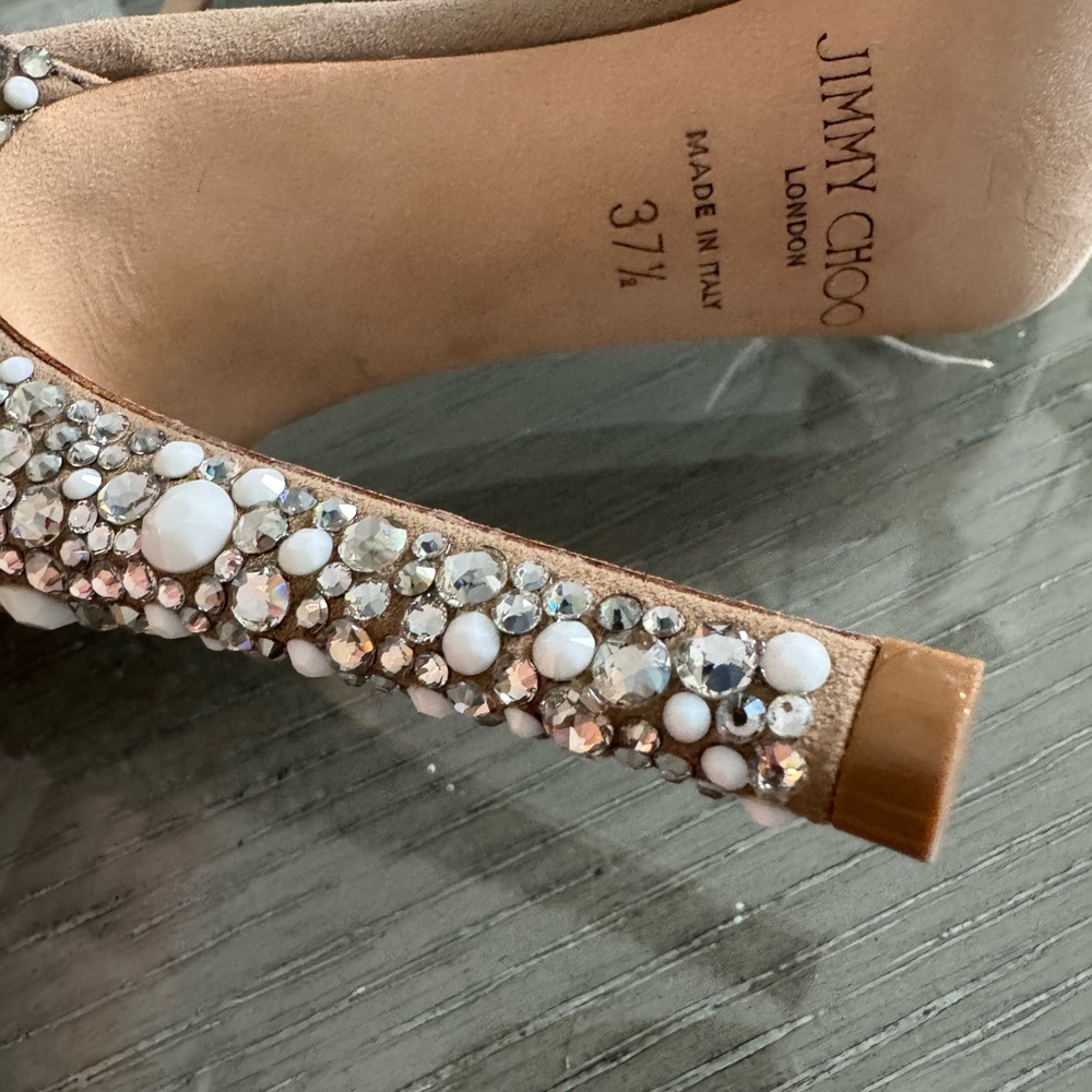 Jimmy Choo Viola 110 Crystal Ostrich Feather Tassel Wedding Sandals EU 37.5 - Picture 6 of 8